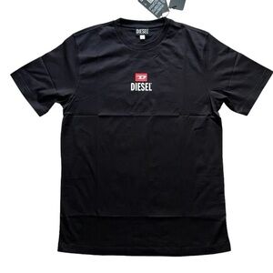 Diesel Black T-Shirt with Red and White Logo